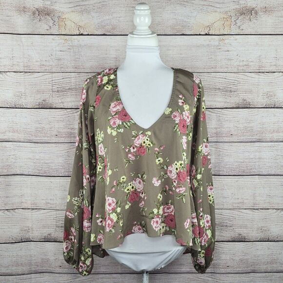 Show Me Your Mumu Chelsey St Gaudens Balloon Sleeve Chiffon Floral Blouse Medium - Picture 1 of 8